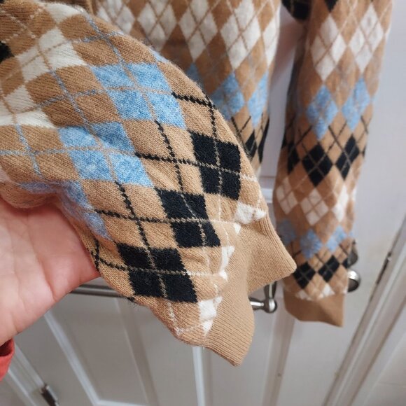 MAJE Mira Wool Camel Argyle Cardigan - Picture 3 of 6